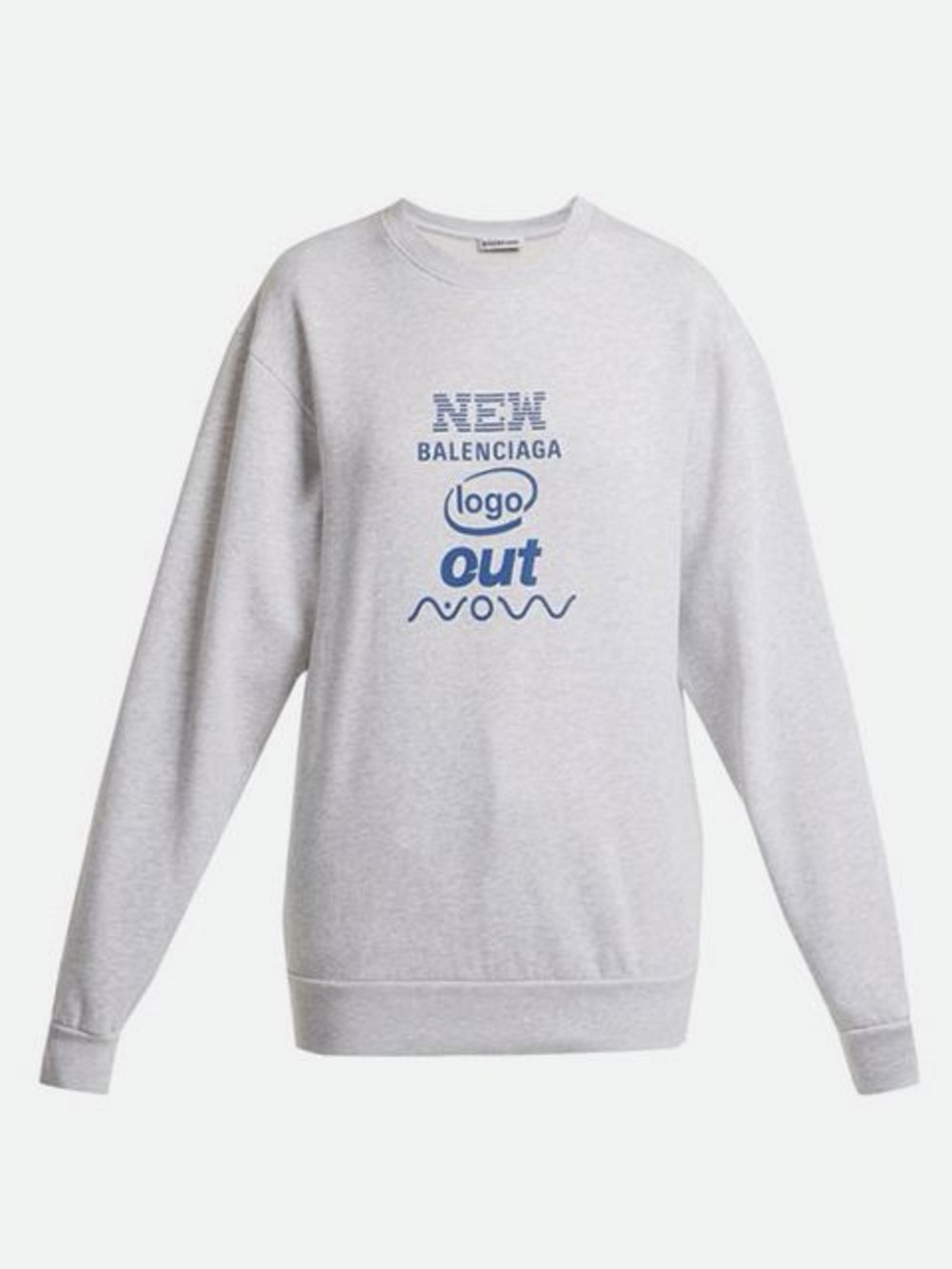 Balenciaga Light Gray 'New Logo Out' Crewneck Sweatshirt - used